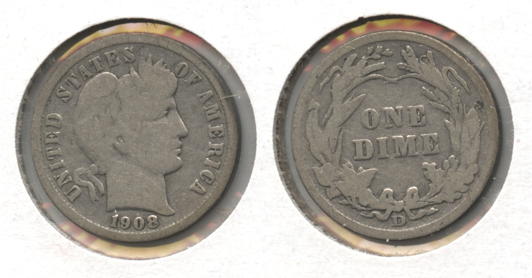 1908-D Barber Dime Good-4
