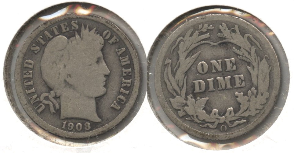 1908-O Barber Dime Good-4