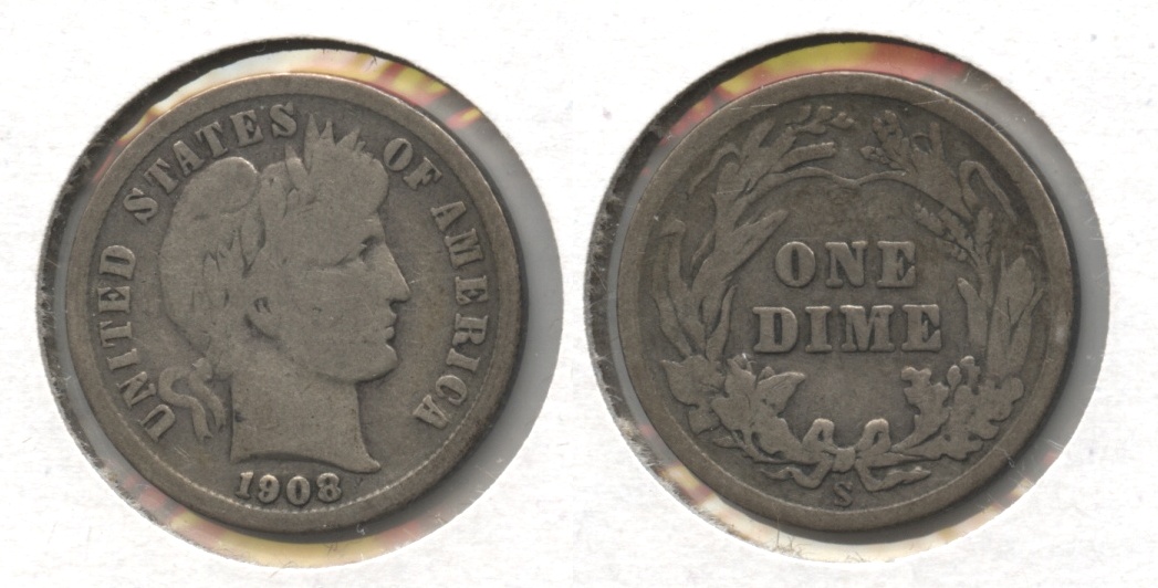 1908-S Barber Dime Good-4 #a