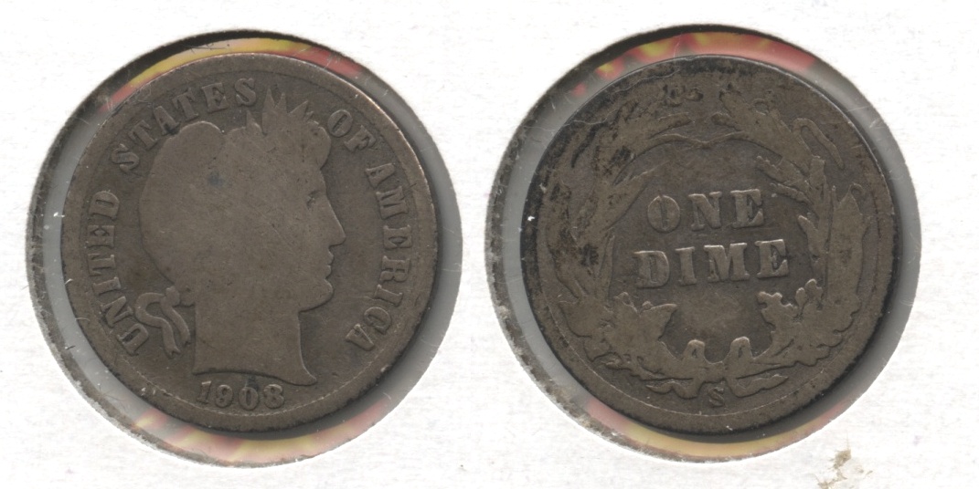 1908-S Barber Dime Good-4 #d