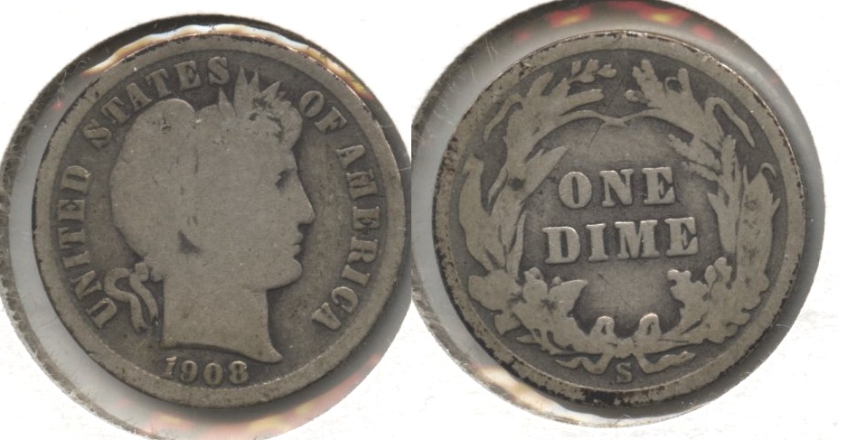 1908-S Barber Dime Good-4 #f