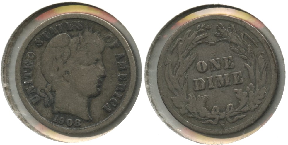 1908-S Barber Dime VG-8