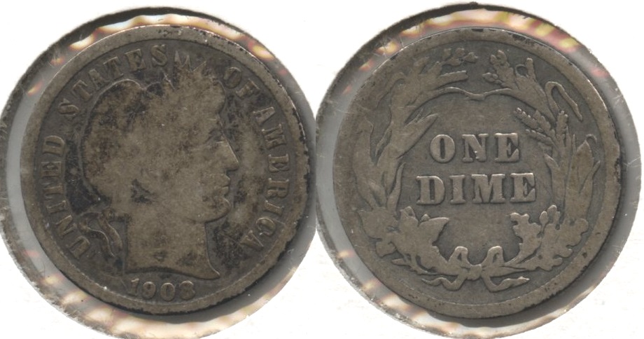1908 Barber Dime Good-4 #b