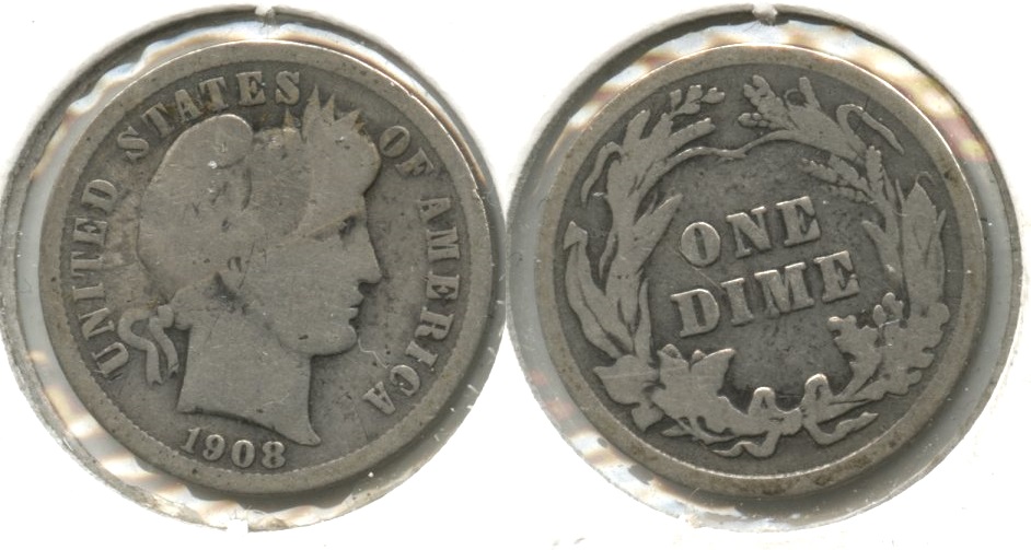 1908 Barber Dime Good-4 #c