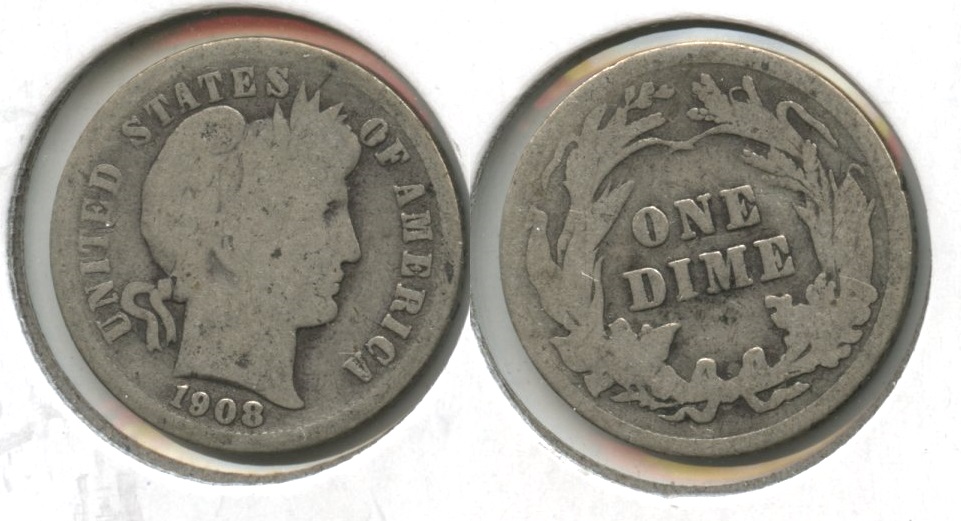 1908 Barber Dime Good-4 #e