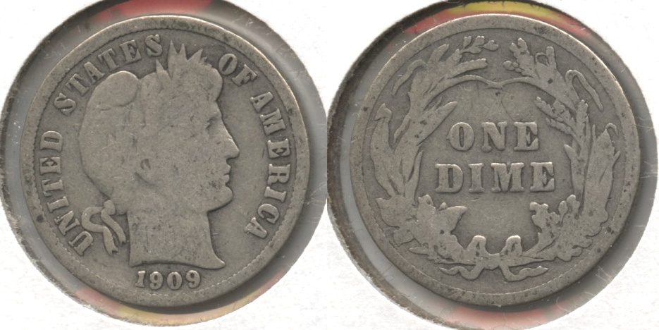 1909 Barber Dime Good-4 #b