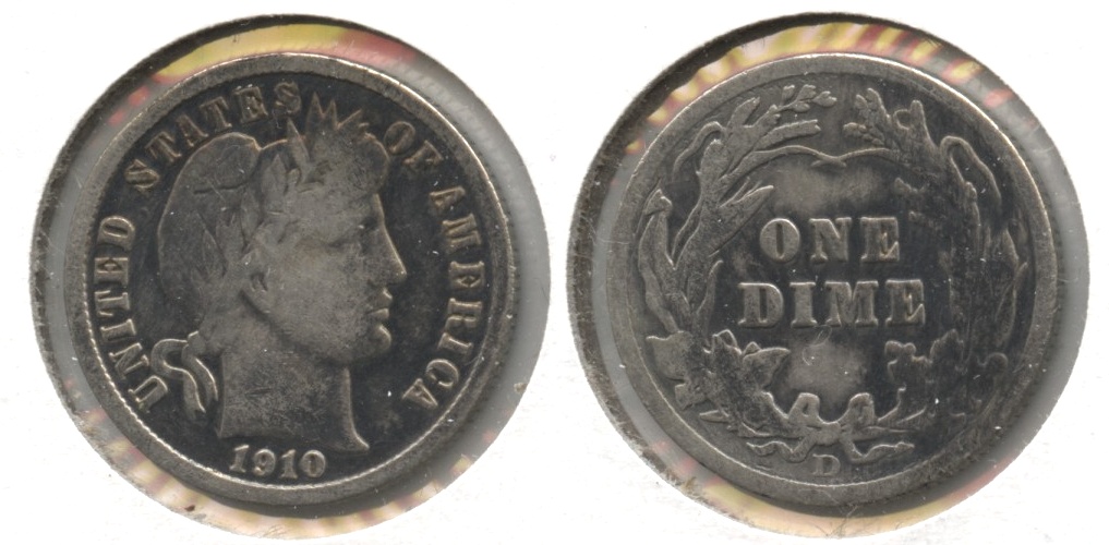 1910-D Barber Dime VG-8 Cleaned Retoned
