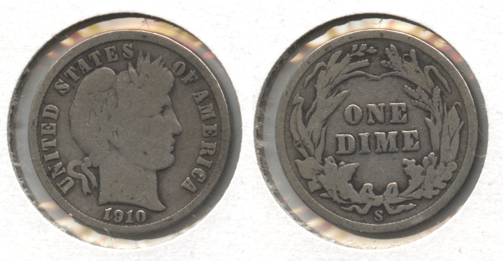 1910-S Barber Dime Good-4 #a