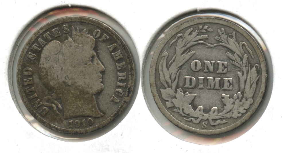 1910-S Barber Dime Good-4 #d