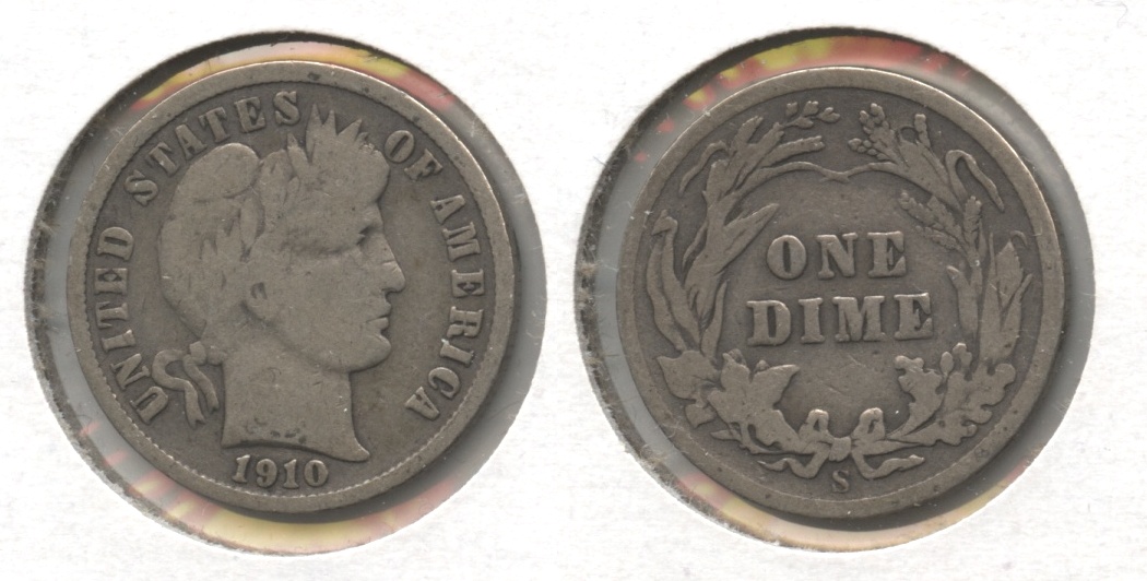 1910-S Barber Dime Good-6