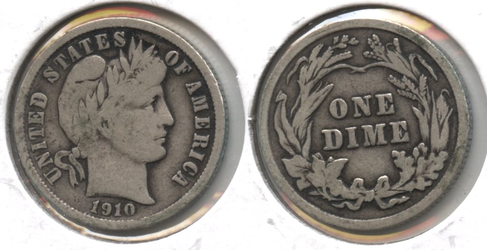 1910 Barber Dime Fine-12 #a