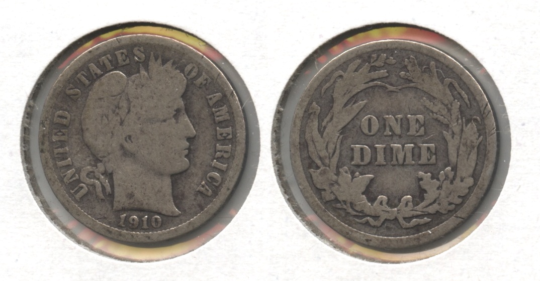 1910 Barber Dime Good-4 #a