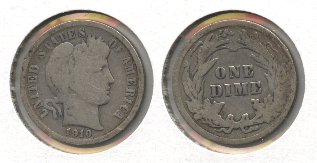 1910 Barber Dime Good-4 #b