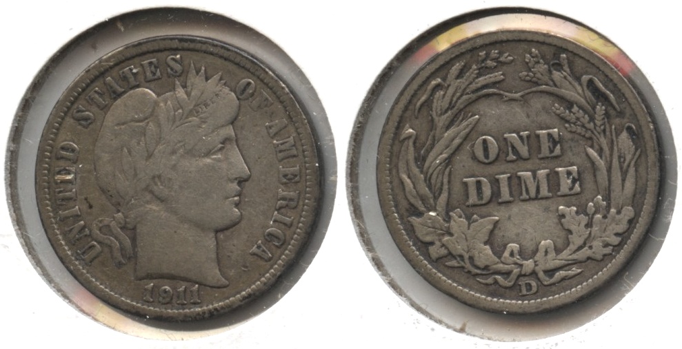 1911-D Barber Dime Fine-12