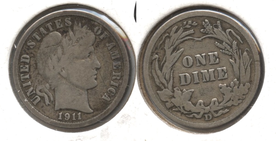 1911-D Barber Dime Fine-12 #a