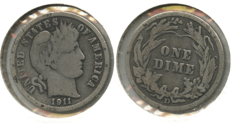 1911-D Barber Dime Good-4 #b