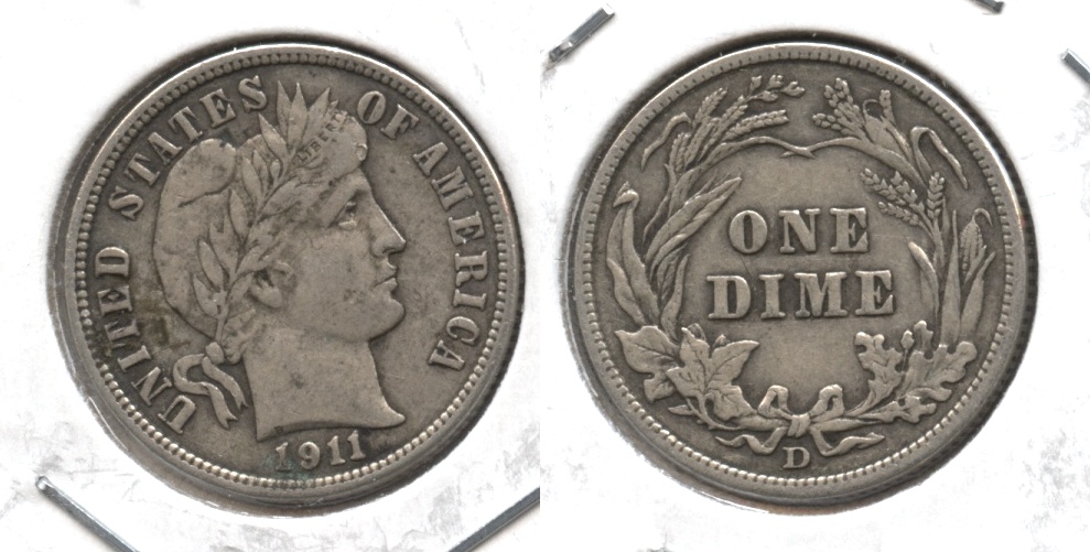 1911-D Barber Dime VF-20 #b