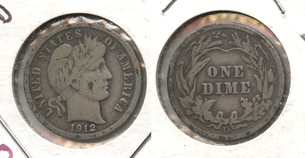 1912-D Barber Dime Fine-12 #a
