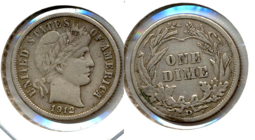 1912-D Barber Dime VF-20 Slight Bend