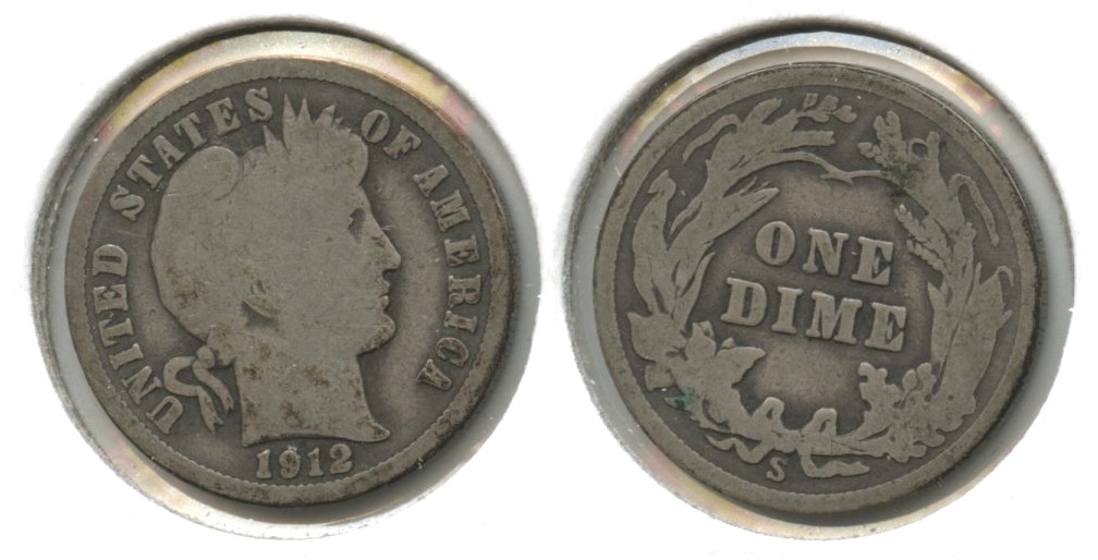 1912-S Barber Dime Good-4 #h