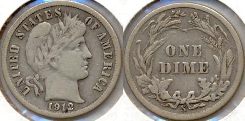 1912-S Barber Dime VF-20