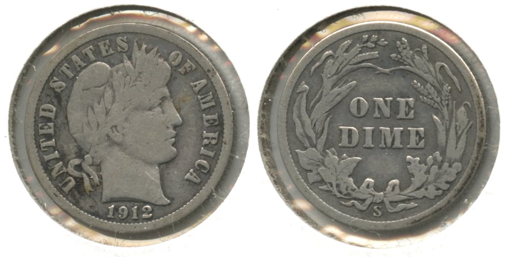 1912-S Barber Dime VG-8