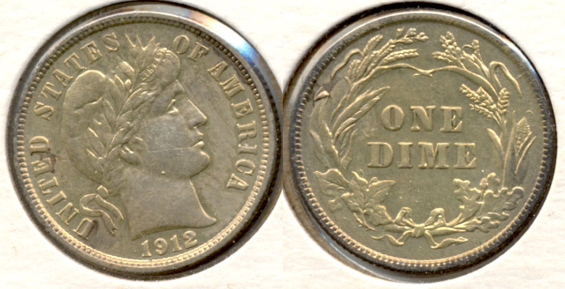 1912 Barber Dime AU-50
