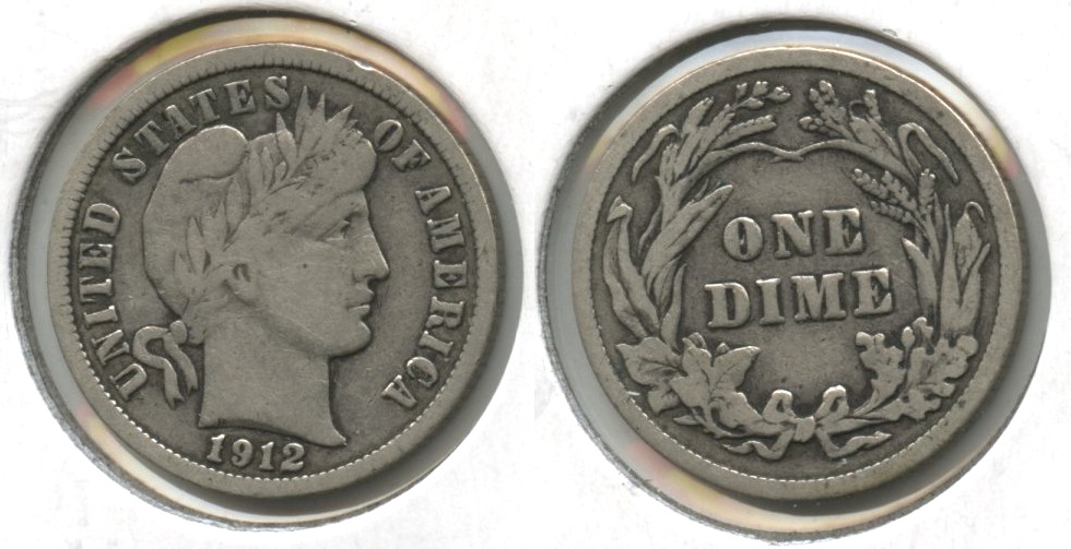 1912 Barber Dime Fine-12 #b
