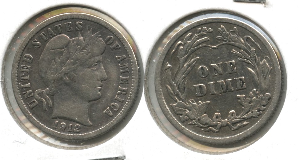 1912 Barber Dime Fine-12 #c Lightly Cleaned