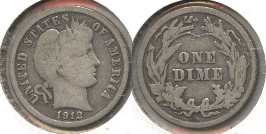 1912 Barber Dime Good-4 #g