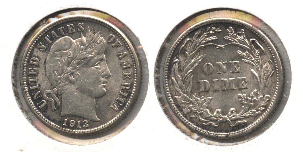 1913 Barber Dime AU-55