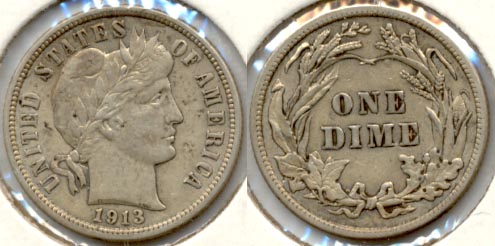 1913 Barber Dime EF-45