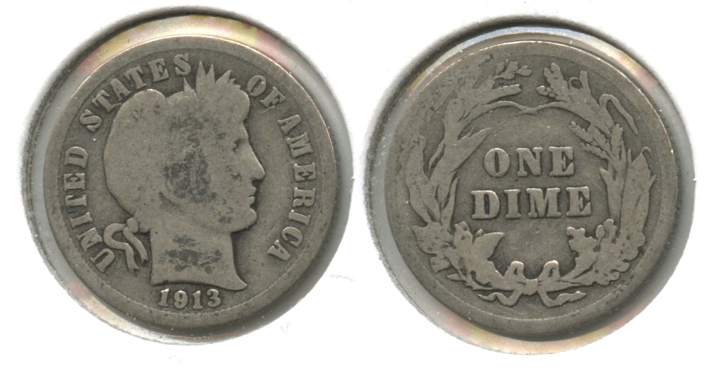 1913 Barber Dime Good-4 #ak