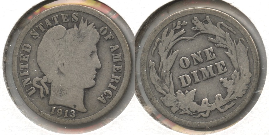 1913 Barber Dime Good-4 #b
