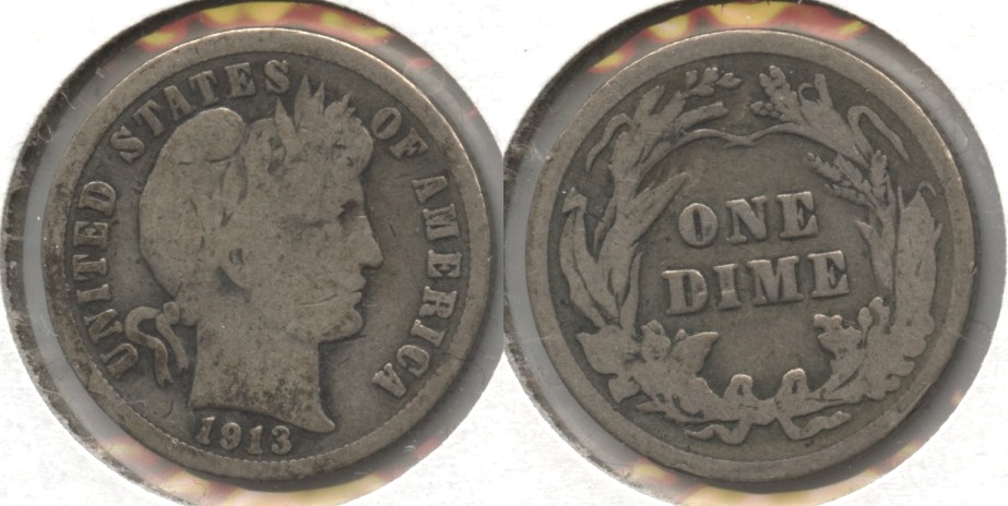 1913 Barber Dime Good-4 #f