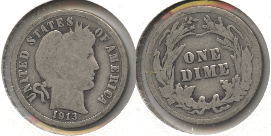 1913 Barber Dime Good-4 #g