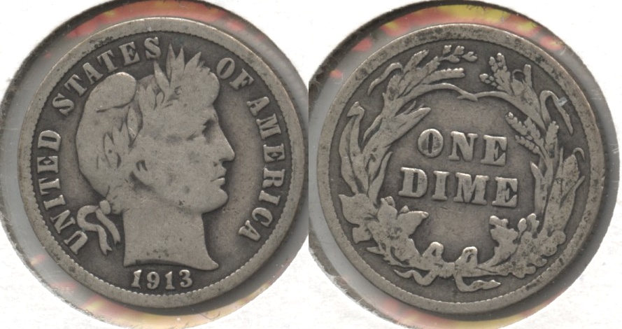 1913 Barber Dime Good-4 #j