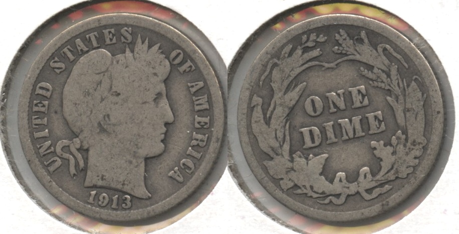 1913 Barber Dime Good-4 #k
