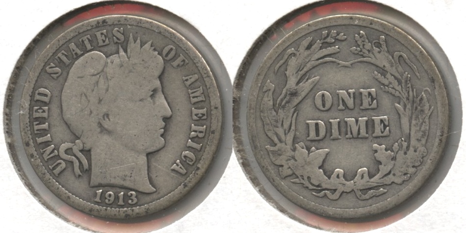 1913 Barber Dime Good-4 #m
