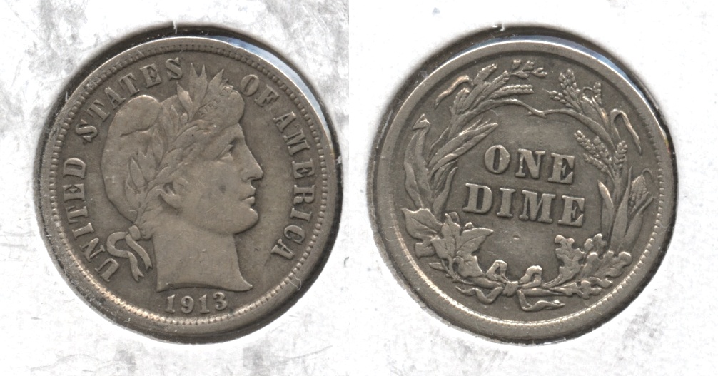 1913 Barber Dime VF-20 #c