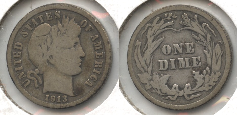 1913 Barber Dime VG-8 #b