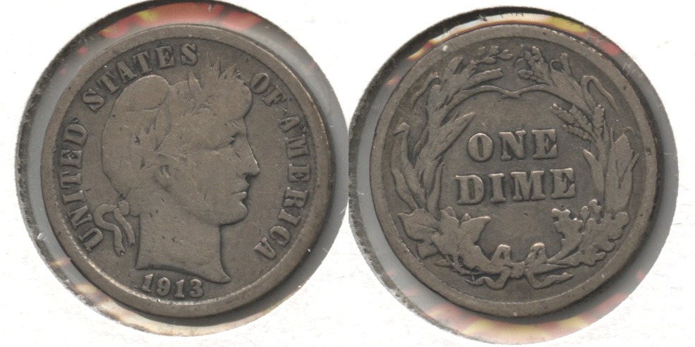 1913 Barber Dime VG-8 #f