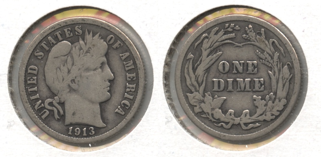 1913 Barber Dime VG-8 #k