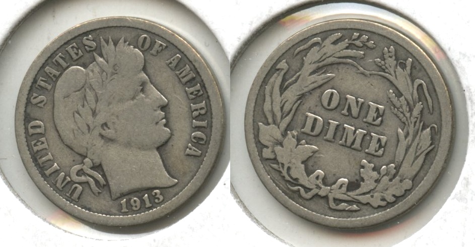1913 Barber Dime VG-8 #o