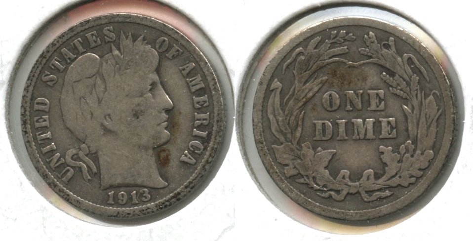 1913 Barber Dime VG-8 #p