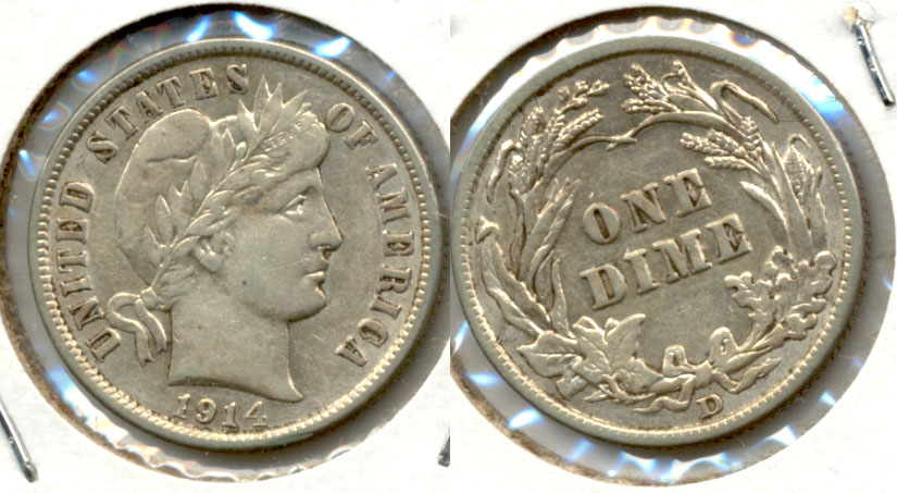 1914-D Barber Dime AU-50