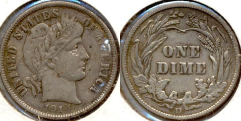 1914-D Barber Dime EF-40