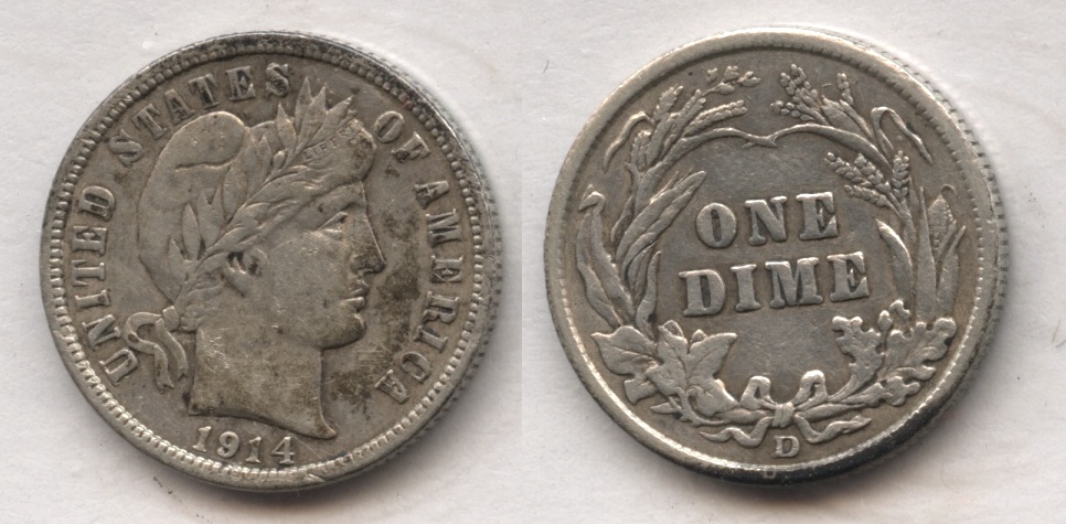 1914-D Barber Dime EF-40 #b