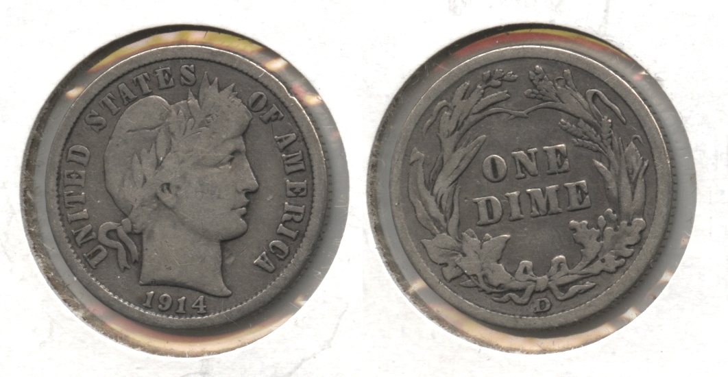 1914-D Barber Dime Fine-12 #a