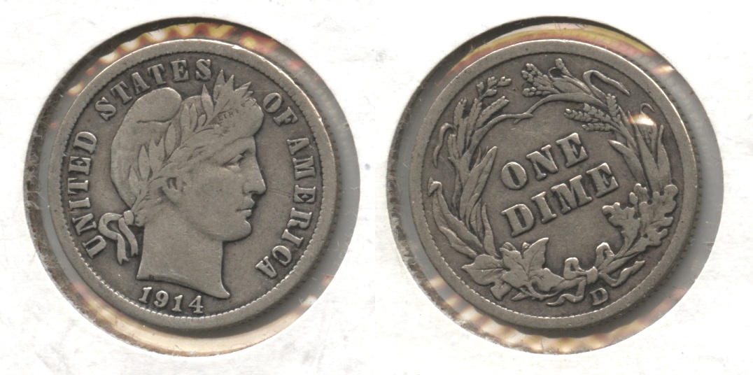 1914-D Barber Dime Fine-12 #b